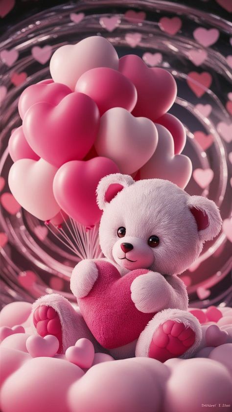 Beautiful Pink Wallpaper Iphone, Pink Teddy Bear Wallpaper, Teddy Wallpaper, Pink And White Balloons, Valentine Hearts Art, Flor Iphone Wallpaper, Cute Teddy Bear Pics, Cute Wallpapers For Android, Teddy Bear Pink