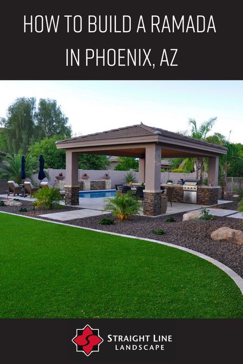 Arizona Pergola Ideas, Outdoor Ramada, Arizona Landscaping Ideas Front Yard, Arizona Patio Ideas, Backyard Ramada, Desert Backyard Ideas Arizona, Desert Oasis Backyard, Desert Backyard Ideas, Arizona Backyard Ideas