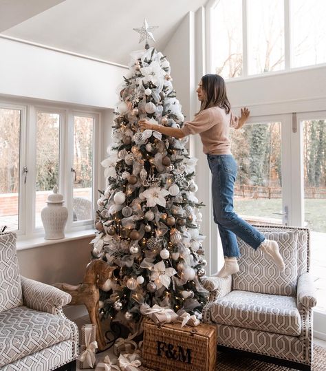 Lydia on Instagram: “The only bauble I hung on this tree, so obviously I needed photographic evidence @scopestake82 did the rest 😂🙊 @lydiamillenhome” Lydia Millen, Lydia Elise Millen, Slim Artificial Christmas Trees, Chic Christmas Decor, Spruce Christmas Tree, Real Christmas Tree, Black Christmas Trees, Christmas Tree Inspiration, Chic Christmas