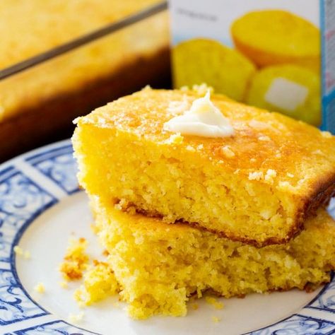 The BEST Jiffy Cornbread | Spicy Southern Kitchen | Bloglovin’ Recipe With Sour Cream, Easy Cornbread, Jiffy Corn Muffins, Spicy Southern Kitchen, Buttermilk Cornbread, Cornbread Easy, Cream Of Wheat, Jiffy Cornbread, Corn Muffin Mix