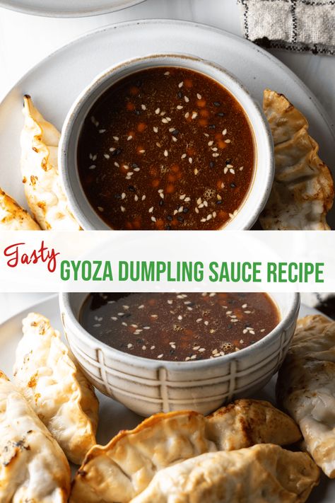 Authentic Gyoza Dipping Sauce Recipe + VIDEO - This tangy, sweet, and savory light dipping sauce is perfect to pair with your choice of meat or veggie potstickers. Plus, learn the easy steps to air fry frozen dumplings! | A Spicy Perspective Gyoza Dipping Sauce, Veggie Potstickers, Vegetable Potstickers, Potsticker Sauce, Dumpling Dipping Sauce, Dumpling Sauce, Easy Dipping Sauce, Frozen Dumplings, Air Fryer Cooking Times