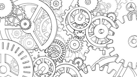 Watch Mechanism Drawing, Clock Mechanism Drawing, Mechanical Gears Drawing, Mechanical Art Drawing, Gears Drawing, Gear Drawing, Steampunk Drawing, Steampunk Patterns, Gears And Cogs