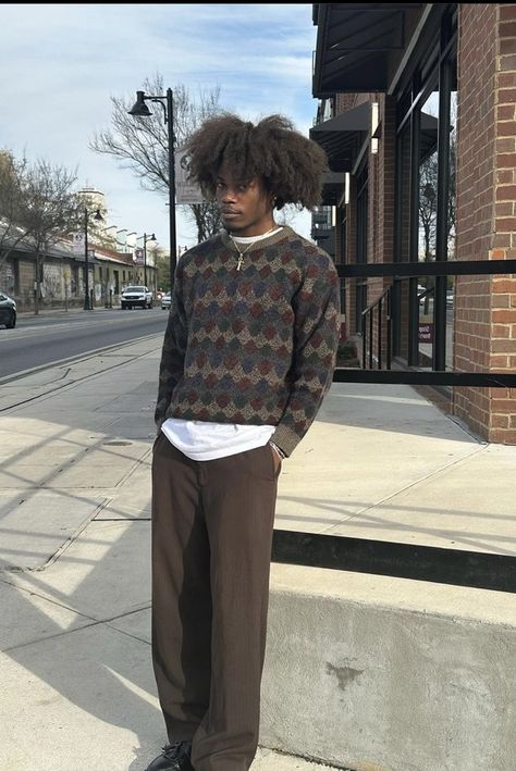 Country Club Male Outfits, Earthy Streetwear Men, New York Streetwear Aesthetic, Thrifted Fits Men, Men’s Outfits Aesthetic, Jervaris Hendrix Aesthetic, Earthy Fashion Men, Urban Preppy Style, Black Earthy Men