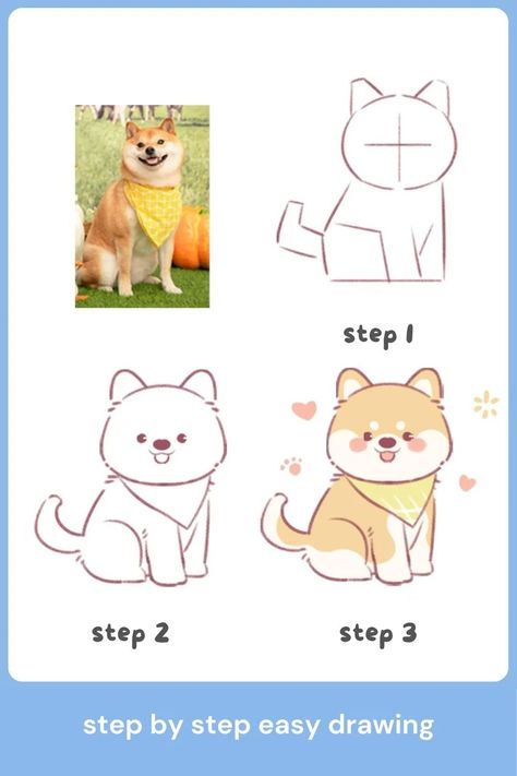 how to draw a shiba inu step by step – BUJO ART Kawaii Tutorial Drawing, Dog Chibi Drawing, How To Draw Cute Dog, Cute Shiba Inu Drawing, Kawaii Dog Drawing, Shiba Drawing, Shiba Inu Drawing, Shiba Inu Art, Chibi Dog