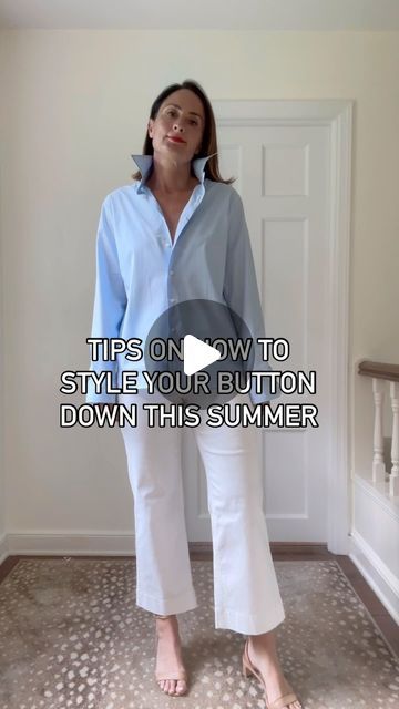 THE STYLIST EFFECT on Instagram: "How to make your button downs more chic this summer. #styletips #thelewellyn #theperfectshirt" Styling A Collared Shirt, How To Style Mens Button Up Shirts Women, Oversize Button Down, Buttoning Up Shirt Reference, Oversized Button Up Shirt Outfit Women, How To Style Men’s Button Up For Women, How To Style A Blouse Outfit Ideas, How To Wear A Long Button Down Shirt, How To Style A Button Down Shirt Women