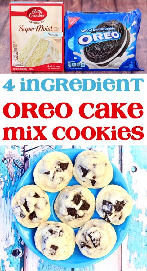 Oreo Cookie Recipe! (Only 4 Ingredients) - Never Ending Journeys Cookies Using Oreos, Cake Mix Oreo Cookies, White Cake Mix Cookies, Oreo Dessert Easy, 4 Ingredient Cookies, Cake Mix Cookie, Vanilla Oreo, Oreo Cookie Recipes, Oreo Desserts