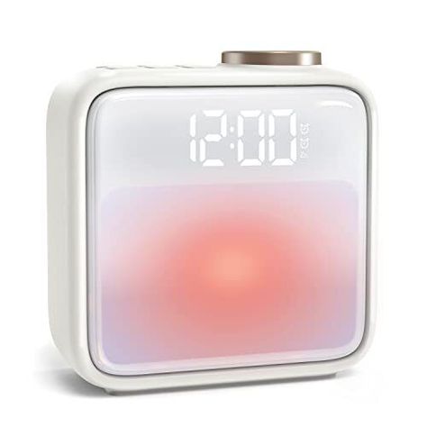 AIRIVO Sunrise Alarm Clock Wake Up Light, Alarm Clock for Kids Bedrooms, 6 Scenes Simulation & 6 Soothing Sounds, Dual Alarms & Snooze, for Heavy Sleepers Sleep Aid Latest Alarm Clock - This upgraded sunrise alarm clock combines 6 scene simulation lighting modes and 6 soothing songs, providing a better sleep and natural waking experience. Unlike other products, this alarm clock offers 6 scene simulation lighting effects, enriching your waking routine. It is rechargeable and supports both 12-hour Alarm Clock Light, Cute White Alarm Clock, Alarm Clock Bed, Sun Light Alarm Clock, Cute Clocks Aesthetic, Preppy Alarm Clock, Cute Alarm Clocks, Aesthetic Alarm Clock, Cute Decorations For Bedrooms