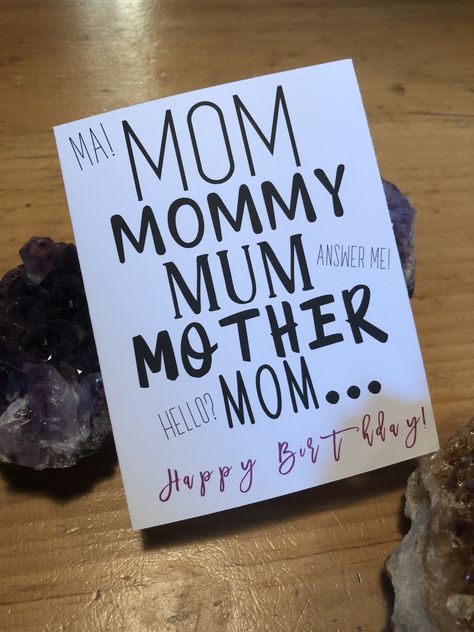 "Funny Mom Birthday Card. This card is printed on high quality 80lb cardstock. This card is blank on the inside. Measures roughly 5 1/4\" x 4\" Comes with a self sealing envelope. Each card and envelope will be placed in a plastic self sealing sleeve. Portions of the profits donated to one of the charities listed in the drop down menu. Look Great & Donate! If you have any questions, please feel to email us! **Colors may vary between online viewing. All monitors display color differently; ple Things To Make Mom For Her Birthday, What To Get You Mom For Her Birthday, Things To Make For Ur Moms Birthday, Stuff To Get Your Mom For Her Birthday, Bday Gifts For Mom From Daughter, Diy Happy Birthday Cards For Mom, Cards For Mums Birthday, Birthday Ideas For Mom From Daughter, Homemade Christmas Gifts For Moms