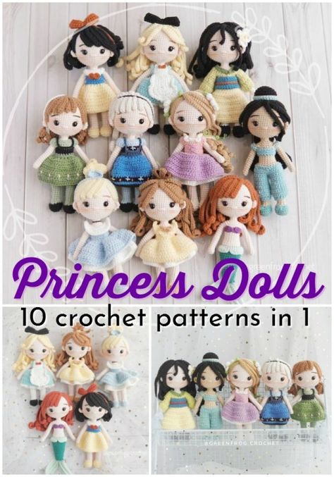 Crocheted Amigurumi, Disney Crochet Patterns, Crochet Princess, Dolls Crochet, Doll Patterns Free, Crochet Mignon, Disney Princess Dolls, Confection Au Crochet, Crochet Disney