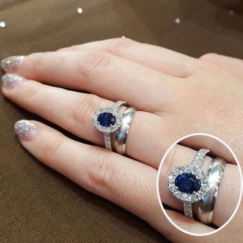 Combined Wedding And Engagement Ring, Ring Combinations Wedding, Wedding Band Engagement Ring Combo, Ring Combos, Plain Wedding Bands, Ring Combinations, Pearl Wedding Ring, Engagement And Wedding Ring, Vintage Engagement Rings Sapphire