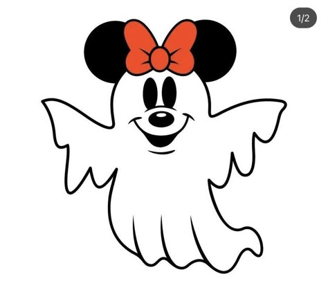 Halloween Disney Drawings, Halloween Character Drawings, Disney Halloween Painting, Disney Halloween Drawings, Disney Halloween Silhouette, Disney Cricut Halloween, Minnie Pumpkin Painting, Mickey Ghost Tattoo, Disney Halloween Printables