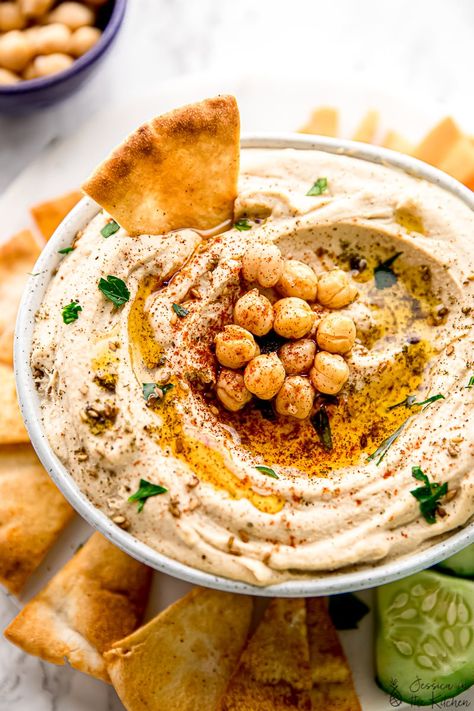 Authentic Hummus, Vegan Hummus Recipe, Low Carb Hummus, Jessica In The Kitchen, Best Hummus Recipe, Easy Hummus Recipe, Hummus Recipe Homemade, Easy Hummus, Vegan Hummus