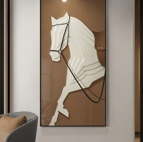 Home Entrance Painting, Entrance Painting, Posters Painting, Horse Mural, Horse Home, Elegant Horse, Art Studio Space, Plaster Wall Art, Diy Wall Art Decor