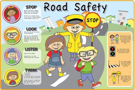 School Safety Posters For Kids, Poster Making On Road Safety, Road Safety Poster Creative Drawing, Traffic Rules For Kids, Safety Rules On Road, Teaching Pictures, Safety Worksheets, Road Safety Tips, Road Safety Poster