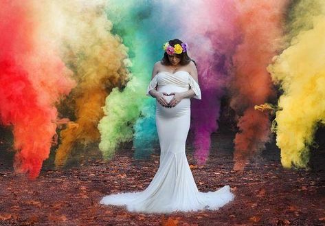 Rainbow Maternity Pictures, Rainbow Maternity Photoshoot, Rainbow Maternity Shoot Ideas, Diy Maternity Photos Outdoors Fall, Ivf Maternity Photography, Rainbow Baby Photoshoot Maternity, Rainbow Baby Maternity Shoot, Halloween Maternity Photos, Rainbow Baby Announcement Photoshoot