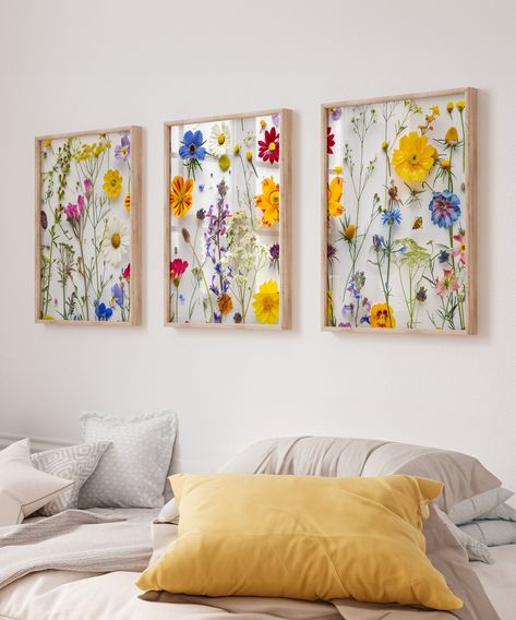 ✣ 𝗜𝗠𝗠𝗘𝗗𝗜𝗔𝗧𝗘 𝗗𝗢𝗪𝗡𝗟𝗢𝗔𝗗 ✣ Set of 3 Botanical wildflower nursery decor girl digital Prints This printable digital art set is perfect for creating a cohesive look in your living room, bedroom, or any other space in your home. Download and print at your convenience to bring a touch of sophistication and natural charm to your walls. Make It Yours:  Upon purchase, a high-resolution digital file is yours to keep. Print it, frame it, and display it in your chosen space -- no shipping requ Wildflower Bedroom Decor, Wildflower Bedroom Aesthetic, Wildflower Wall Decor, Botanical Themed Bedroom, Wildflower Home Decor, Wild Flower Bedroom, Garden Theme Room, Bedroom Floral Decor, Wildflower Bedroom