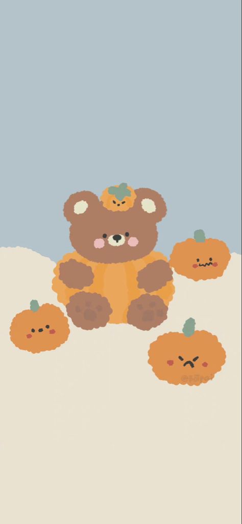 Halloween Cute Wallpaper, Bear Halloween, Cute Fall Wallpaper, Pixel Crochet, Halloween Cute, Cute Wallpaper, Iphone Wallpaper Tumblr Aesthetic, Kawaii Halloween, Bear Wallpaper