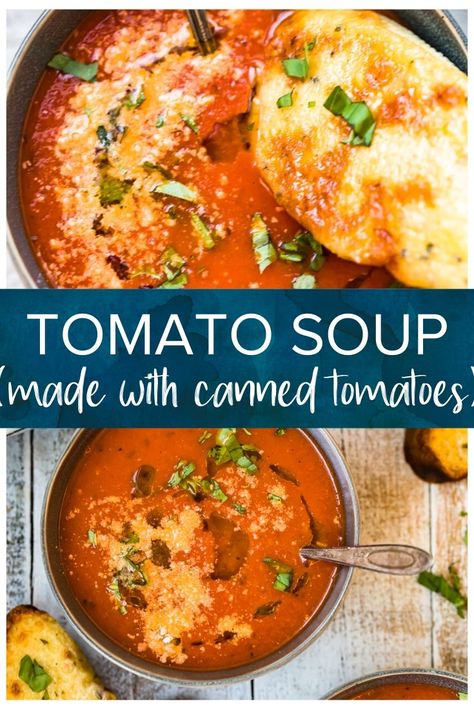 Tomato Soup For 2, Tomato Soup Made From Canned Tomatoes, Best Tomato Soup Recipes Ever, Tomato Soup Recipe From Can, Recipes For Tomato Soup, Tomato Bisque Soup Canned Tomatoes, La Madeline Tomato Soup Recipe, Taste Of Home Tomato Soup, Creamy Tomato Soup With Canned Tomatoes