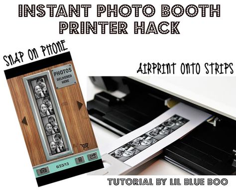 Â  I thought this would be a funÂ  idea for a holiday party or birthday party....an instant photo booth set up to print the photos immediately.Â  I use the photo booth app Pocketbooth for my 4-ph... Wedding Diy Photo Booth, Printer Hacks, Photo Booth Printer, Instant Photo Booth, Diy Wedding Photo Booth, Graduation Photo Booth, Diy Photo Backdrop, Instant Photo, Diy Photo Booth