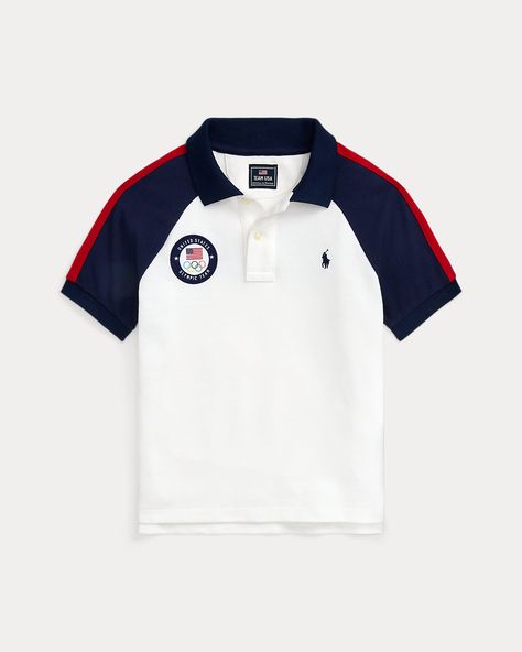 Team USA Cotton Mesh Polo Shirt Org Shirt, Polo Uniform, Sweatpants And Sweater, Polo Tshirts, Jersey Designs, Sports Attire, Cuban Shirts, Kids Shirts Boys, University Outfit