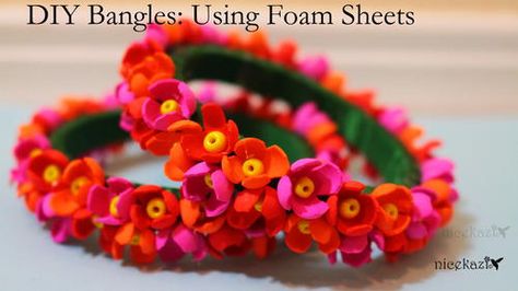 DIY Bangles Using Foam Sheets | this is an adorable summer craft for kids or adults! Diy Jewelry Necklace Beads, Diy Bangles, Jewellery Video, Jewel Making, Bangle Making, Fabric Bangles, Foam Sheet Crafts, Silk Thread Bangles Design, Summertime Crafts