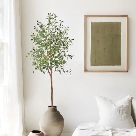 PRICES MAY VARY. 【Unique & Realistic Design】One silk olive tree in one package. Each 5" fake tree for indoor living room has 792 leaves and 44 Fruits to make it look lush and vibrant. 【Product Size】Product dimensions: H: 60 in. W: 27.55 in. D: 27.55 in,Pot dimensions: H: 7.08 in. W: 5.70 in. 【All Year Round Green Decor】AnTing olive tree artificial plant bring more “life” to your space, let you feel the presence of nature. 【High Quality And Safe Materials】This artificial tree is made of durable, Artificial Olive Trees Indoor, Oversized Indoor Tree, Fake Tree With Basket, Faux Olive Tree Target, Fake Olive Tree Dining Room, Vase With Olive Branch, Living Room Lemon Tree, Faux Trees Indoor Living Room Moss, Olive Tree As Christmas Tree