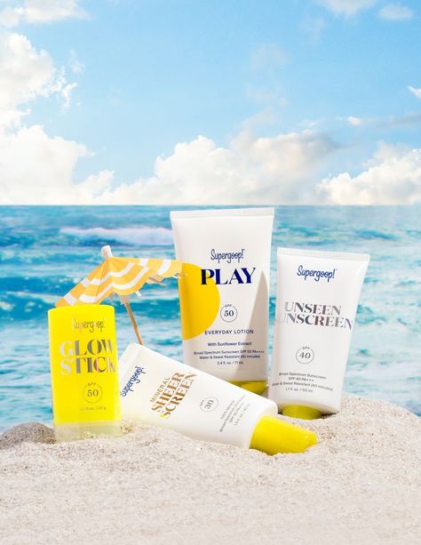 No ocean, no problem! I recreated a beach scene right from the comfort of my studio! #productphotography #commercialphotography #skincarephotography #studiophotography Ocean Product Photography, Sunscreen Photoshoot Ideas, Product Beach Photography, Sun Screen Photography, Spf Photography, Beach Product Shoot, Sunscreen Ads, Sunscreen Photography, Summer Product Photography