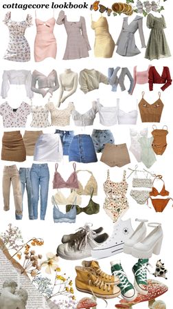 Cottagecore Outfit Ideas, Basic Capsule Wardrobe, Moodboard Blue, Aesthetic Name, Cottage Core Fashion, Wardrobe Clothing, Cottagecore Outfit, Cottagecore Clothes, Cottagecore Outfits