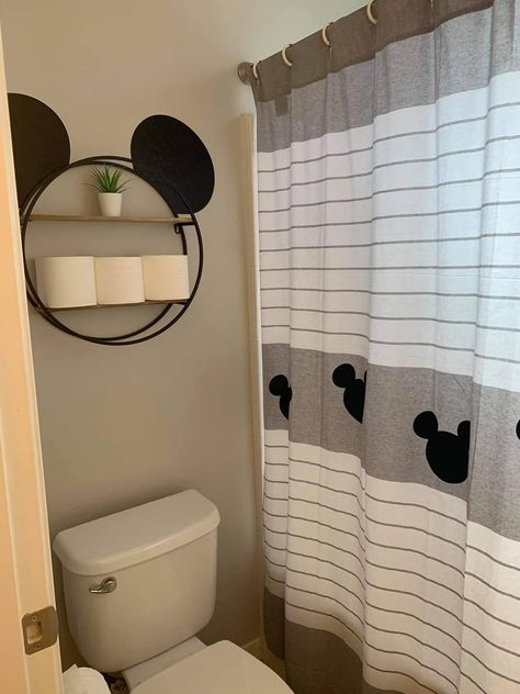 Disney Rv Decor, Modern Disney Bathroom, Disney Kids Bathroom, Disney Theme Bathroom Ideas, Minnie Mouse Bathroom Ideas, Disney Adult Bedroom, Disney Bathroom Ideas For Adults, Mickey Mouse Bathroom Ideas, Disney Bathroom Ideas