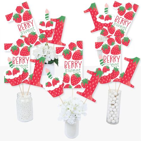 PRICES MAY VARY. Berry First Birthday - Sweet Strawberry Centerpiece Sticks INCLUDES 15 Berry First Birthday - Sweet Strawberry table toppers in three different shapes, 15 sticks and stickers for easy assembly. Sweet Berry 1st birthday party table decorations are perfect for a first birthday party. Berry First Birthday - Sweet Strawberry Centerpiece Sticks SIZE five shape 1 table toppers, 7.75” wide x 10.75” tall; five shape 2 table toppers, 4.75” wide x 7”: tall; and five shape 3 table toppers, Strawberry Centerpiece, First Birthday Centerpieces, Fruit Table, Strawberry Cupcake, Berry First Birthday, Fruit Birthday, 1st Birthday Party Themes, Strawberry Party, Birthday Party Centerpieces