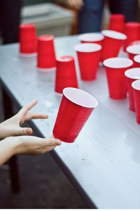 8 Drinking Games You'll Definitely Want To Try - Society19 Fun Halloween Party Games, Red Solo Cup, Cup Games, Solo Cup, Adult Halloween Party, Halloween Party Ideas, Halloween Party Games, Red Cups, Halloween Party Diy