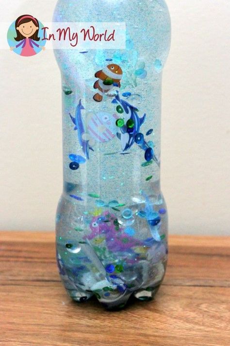 Day 5 Creation Craft, Creation Crafts For Preschool, Ocean Sensory, Toddler Sunday School, Creation Bible, Toddler Bible, Sensory Bottle, Bible Story Crafts, Sunday School Crafts For Kids