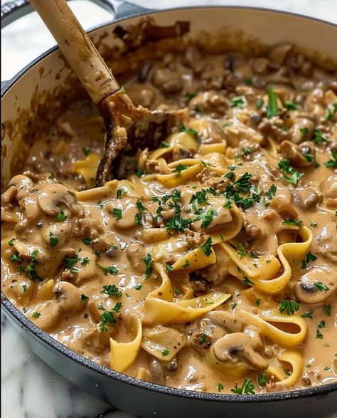 Dive into the comfort of our One Pot Beef Stroganoff tonight! Creamy, hearty, and all made in one pot for easy cleanup. Perfect for those chilly evenings! Ground Turkey Stroganoff, One Pot Beef Stroganoff, Turkey Stroganoff, Best Beef Stroganoff, Ground Beef Stroganoff, Potted Beef, Stroganoff Recipe, Beef Stroganoff, Easy Beef