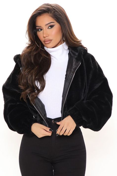 Black Faux Fur Jacket, Outfit Styles, Black Faux Fur, Shop Maxi Dresses, Faux Fur Jacket, Fur Jacket, Black Fashion, Fashion Nova, Faux Fur