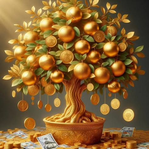 Golden Tree Challenge by @celedrine_art #celedrineapril2024 Thank you so much @galactic_ai_art for inviting me! Well, I need one of this at home. 😜 For this I would like to invite: @margareth_ai_creative @mr_jones_nc @projectsclipintoai @layla95manuel94 Thanks!!! #aiart #iaart #iaarte #iaartebr #ia #inteligenciaartificial #ai #creators #artificialinteligence #instaart #digitalart #aiartcommunity Money Abundance Wallpaper, Savings Image, Goddess Symbols, Money Wallpaper Iphone, Lucky Wallpaper, Whatsapp Wallpaper Cute, Tree Of Life Art, Golden Tree, Planets Wallpaper