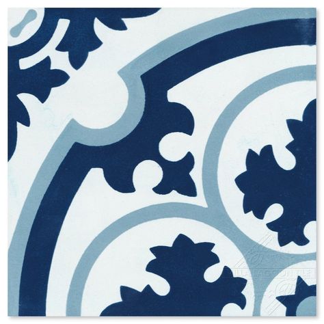 Villa Lagoon Tile Danielle 8" x 8" Cement Field Tile in Blue/White | Wayfair Villa Lagoon Tile, Patterned Wall, White Bathroom Tiles, Cement Wall, Classic Tile, Best Floor Tiles, Merola Tile, Cement Floor, Bathroom Floor Tiles