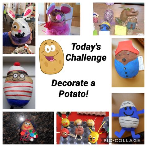 Decorate a Potato Decorating A Potato For School, Decorate Potato For School, Potato Crafts For Kids, Potato Decorations, Potato Picture, Potato Ideas, How To Make Potatoes, Teacher Gift Tags, Summer Reading Program