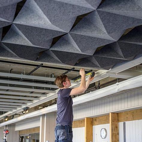 Gallery of Acoustic Ceilings - HeartFelt® Origami Ceiling System - 6 Origami Ceiling, Acoustic Ceiling, Acoustic Design, Ceiling System, Contemporary Ceiling, Hunter Douglas, Work Spaces, Reno Ideas, Ceiling Panels