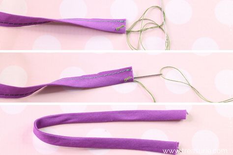 How to Make {SPAGHETTI STRAPS} Perfectly | TREASURIE How To Sew Straps, How To Make Spaghetti, Spagetti Strap, Fancy Buttons, Handbag Handles, Strappy Top, How To Make Buttons, Blanket Stitch, Straight Stitch