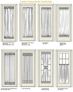 Curtain treatments for french doors Curtains For French Doors, Patio Door Drapes, French Door Coverings, Different Types Of Curtains, Patio Door Window Treatments, French Door Window Treatments, Patio Door Coverings, French Door Windows, Door Treatments