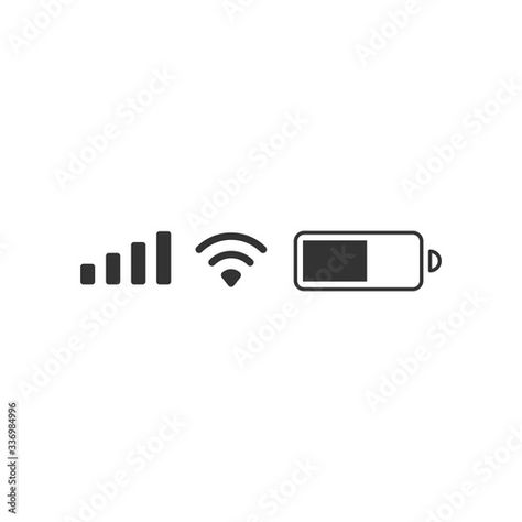 Stock Image: Mobile phone signal, wi-fi, battery icon. Status bar symbol modern, simple, vector, icon for website design, mobile app, ui. Vector Illustration Status Bar Ui, Wi Fi Logo, Iphone Battery Icon, Bar Symbol, Icon For Website, Website Design Mobile, Wifi Icon, Whatsapp Logo, Battery Icon