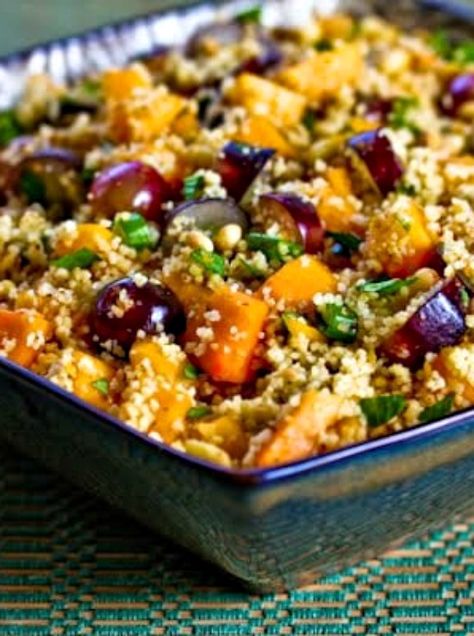 Whole Wheat Couscous Salad with Persimmon, Grapes, and Pine Nuts – Kalyn's Kitchen Whole Wheat Couscous, Winter Fruit Salad, Couscous Salad Recipes, Persimmon Recipes, Couscous Recipes, Autumn Salad, Couscous Salad, Green Onion, Healthy Lunch Recipes