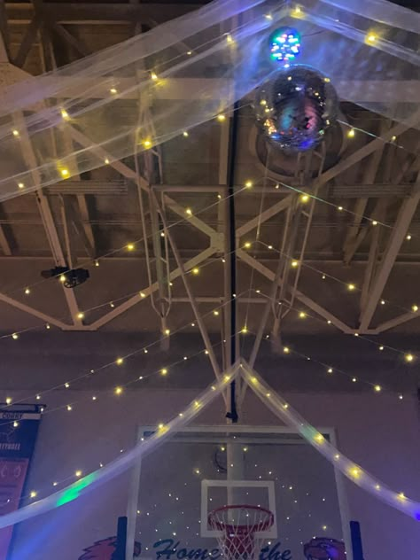 Disco Homecoming Dance Theme, Winter Ball Dance Decorations, Starry Night School Dance Theme, School Dance Decorations Cheap, School Ball Aesthetic, Winter Dance Aesthetic, School Formal Decorations, Disco Dance Decorations, Winter Formal Aesthetic Dance