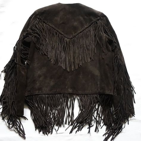 Chocolate Brown Practically Never Worn - Like New! Still Has That Lovely New Leather Smell. Thick Suede Hitched Leather Jacket, Leather Fringe Coats & Jackets, Tassel Leather Jacket, Leather Fringe Jacket, Black Suede Jacket, Closet Tour, Fringe Leather Jacket, Cowgirl Chic, Fringe Jacket