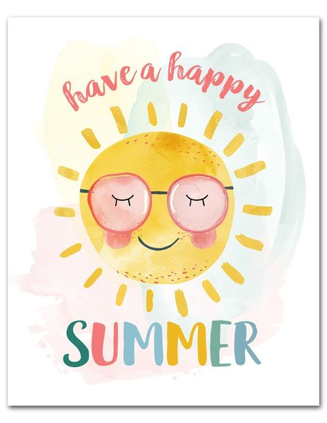 Hello Summer Printable Free, Summer Clipart Free Printable, Summer Tags Printable Free, Summer Holiday Quotes, Happy Summer Holidays, February Crafts, Wal Art, Daily Greetings, Summer Printables