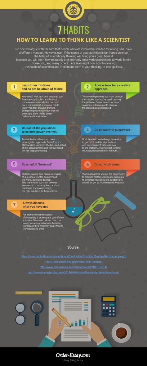 7 Habits How to Learn to Think Like a Scientist Infographic - http://elearninginfographics.com/7-habits-learn-think-like-scientist-infographic/ Think Like A Scientist, Science Infographics, Data Visualisation, Educational Infographic, Instructional Design, Scientific Method, Business Infographic, 7 Habits, E Learning