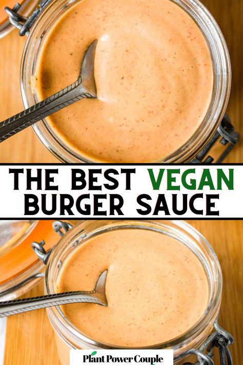 Elevate your burger game with our irresistible Vegan Burger Sauce recipe! ������✨ Tangy, slightly spicy, and subtly sweet, it's reminiscent of the iconic Big Mac sauce. Perfect for topping vegan burgers, sandwiches, or dipping fries, it's versatile and easy to whip up with pantry staples. Give your meals a flavor boost with this homemade condiment that's sure to impress vegans and non-vegans alike! Vegan Burger Sauce, Best Vegan Burger, Burger Sauce Recipe, Resep Vegan, Burger Sauces Recipe, Vegan Sauce Recipes, Big Mac Sauce, Vegan Sauce, Mac Sauce