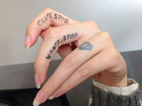 #handtattoos can't stop won't stop. With a diamond. Cant Stop Wont Stop, Can't Stop Won't Stop, Dont Stop, Fish Tattoos, Jesus Fish Tattoo, Hand Tattoos, Tattoo Quotes, Tattoos