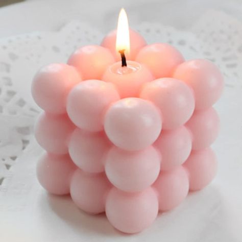 Fun Candles, Trendy Room Decor, Trendy Candle, Pink Laundry Rooms, Trendy Room, Cube Candle, Rose Scented Candle, Shaped Candles, Bubble Candle