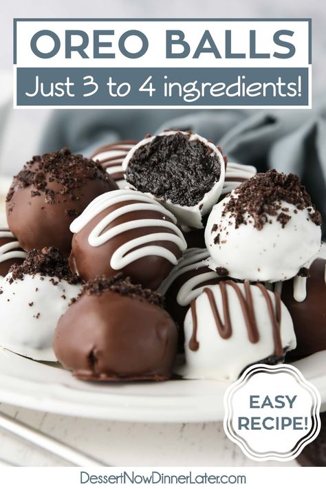 This Oreo Balls Recipe is an easy no-bake treat made with only 3 ingredients: Oreos, cream cheese, and chocolate! Also known as Oreo Truffles, these candies are great for holiday gifting or to bring to parties, and are always a crowd pleaser! Oreo Cookie Balls Christmas, Oreo Balls Recipe 3 Ingredients, No Bake Oreo Balls, Candies Recipes, Oreo Balls Recipe, Oreo Bars, Oreo Truffles Recipe, Oreo Cookie Balls, Cheese And Chocolate